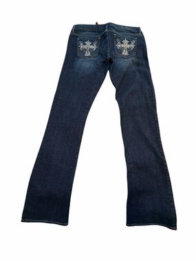 Guess Denim Jeans-Rhinestone Cross Back Pockets-Low Rise-Size 29x32-Seem New